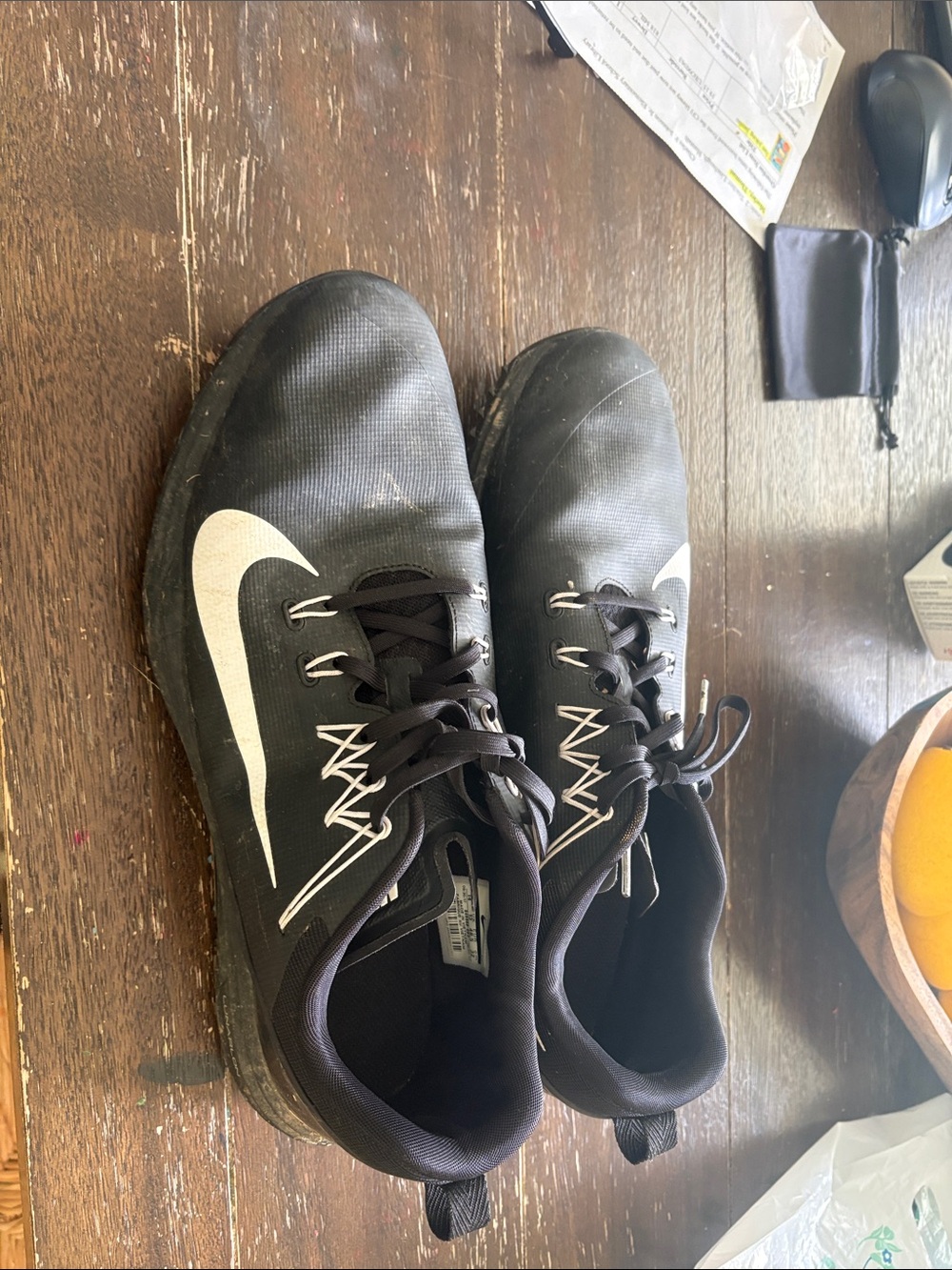 Nike Black Athletic Training Shoes with White Swoosh